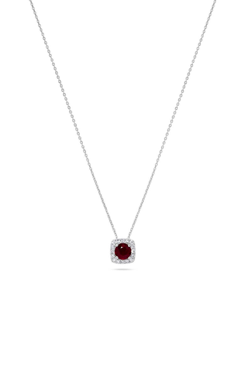H.J. Namdar 14K White Gold Ruby & Diamond Halo Pendant Necklace, Main, color, White Gold/ Ruby/ Diamond