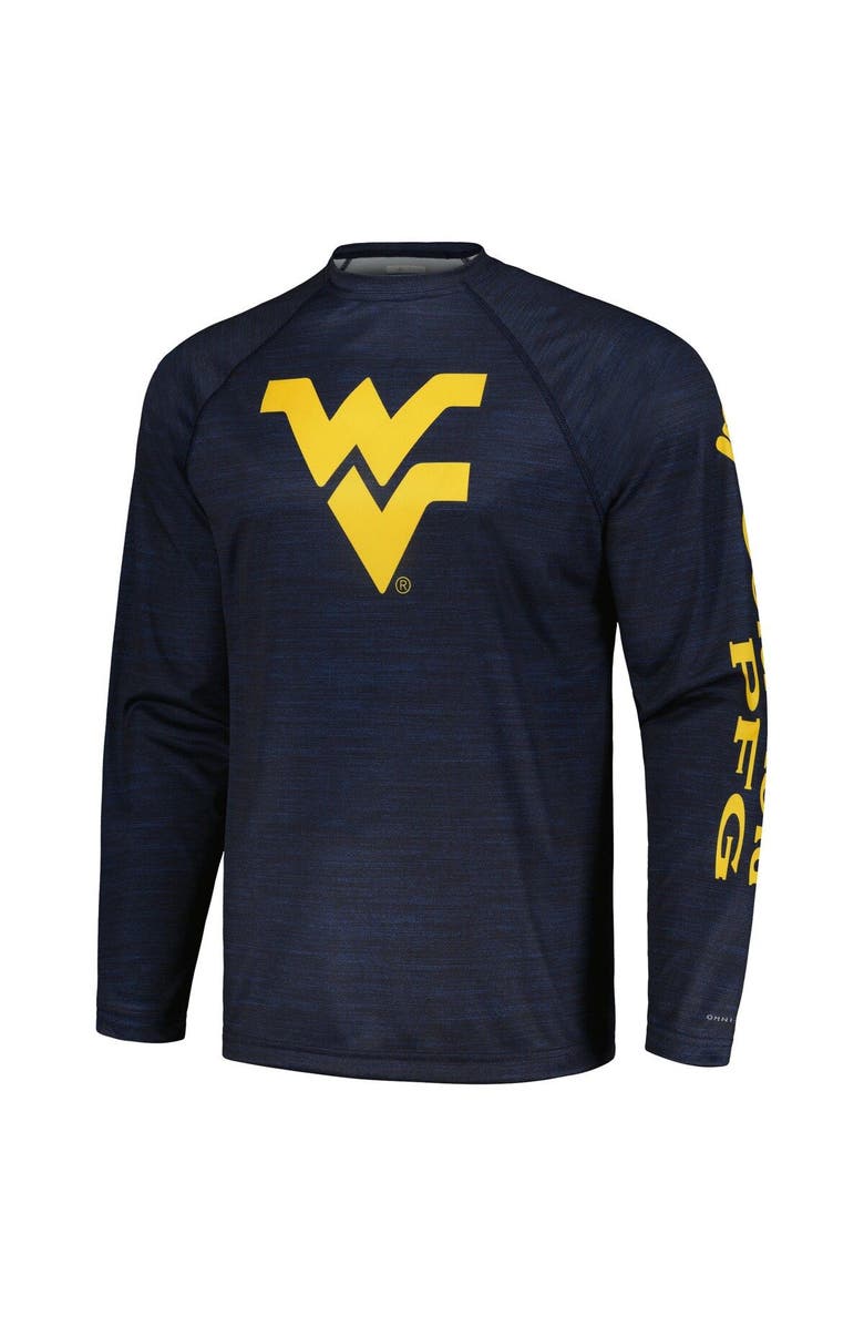 Columbia Men's Columbia  Navy West Virginia Mountaineers PFG Terminal Tackle Omni-Shade Raglan Long Sleeve T-Shirt, Alternate, color, Navy