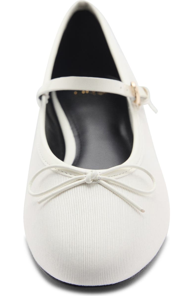 MANGO Buckle Strap Corduroy Ballerina Flat, Alternate, color, White
