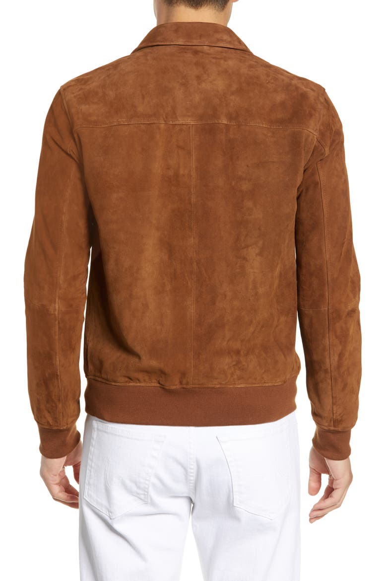 Noland Able Regular Fit Suede Bomber Jacket, Alternate, color, TOBACCO