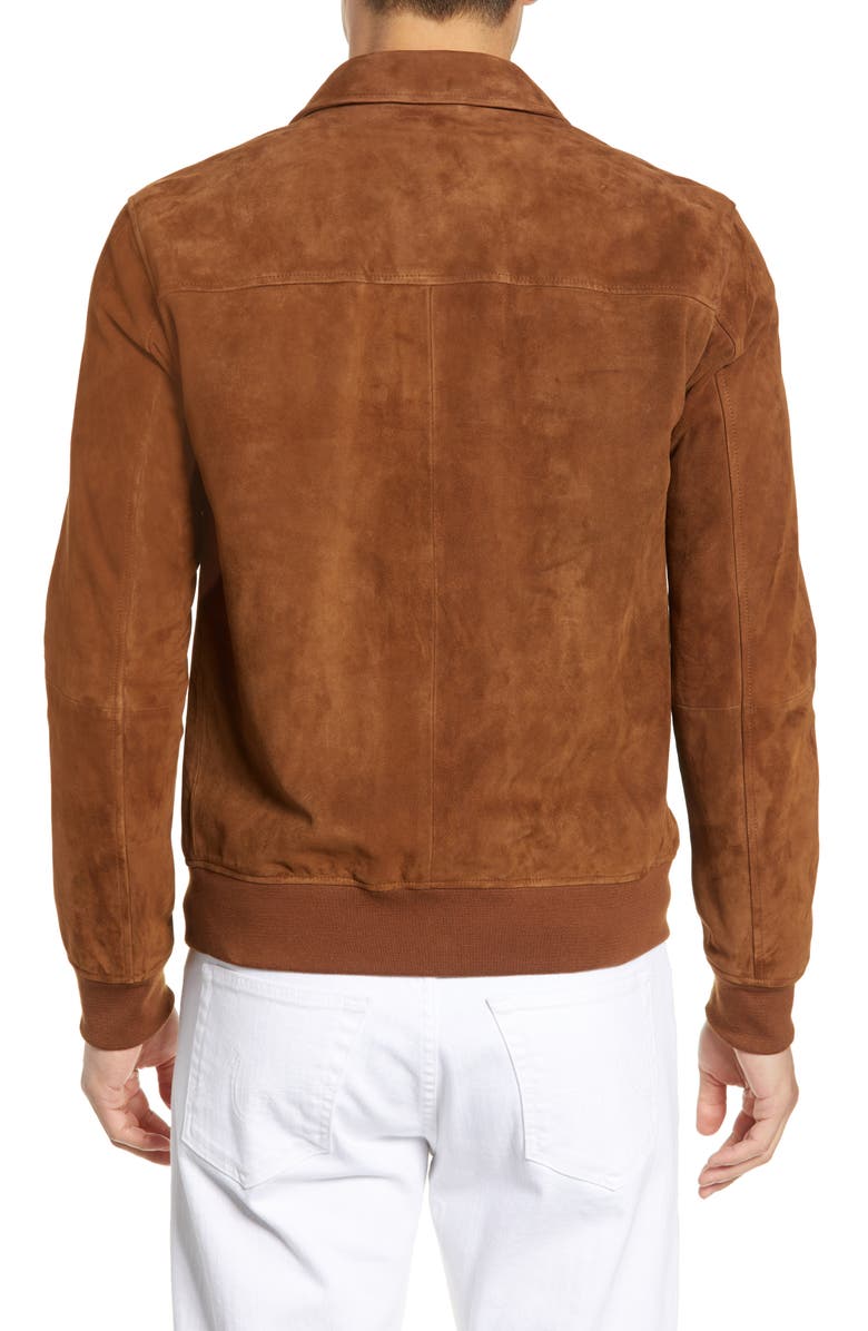 Theory Noland Able Regular Fit Suede Bomber Jacket, Alternate, color, 