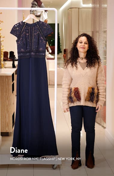 Tadashi Shoji Lace Crepe A-Line Gown Nordstrom