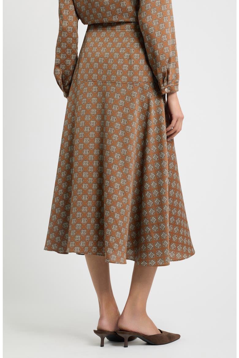 Emmalce Patterned Midi Skirt, Alternate, color, BURNT BROWN TIE PRINT