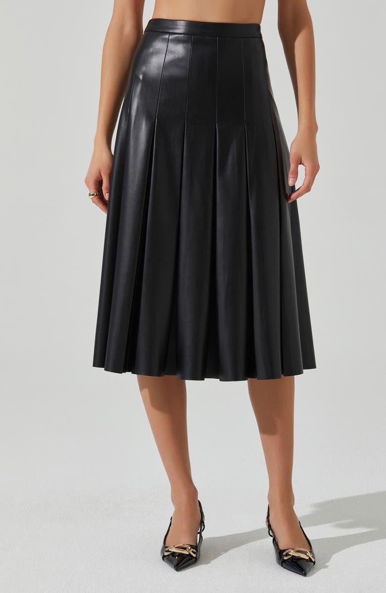 ASTR the Label Vena Pleated Faux Leather Skirt, Main, color, 