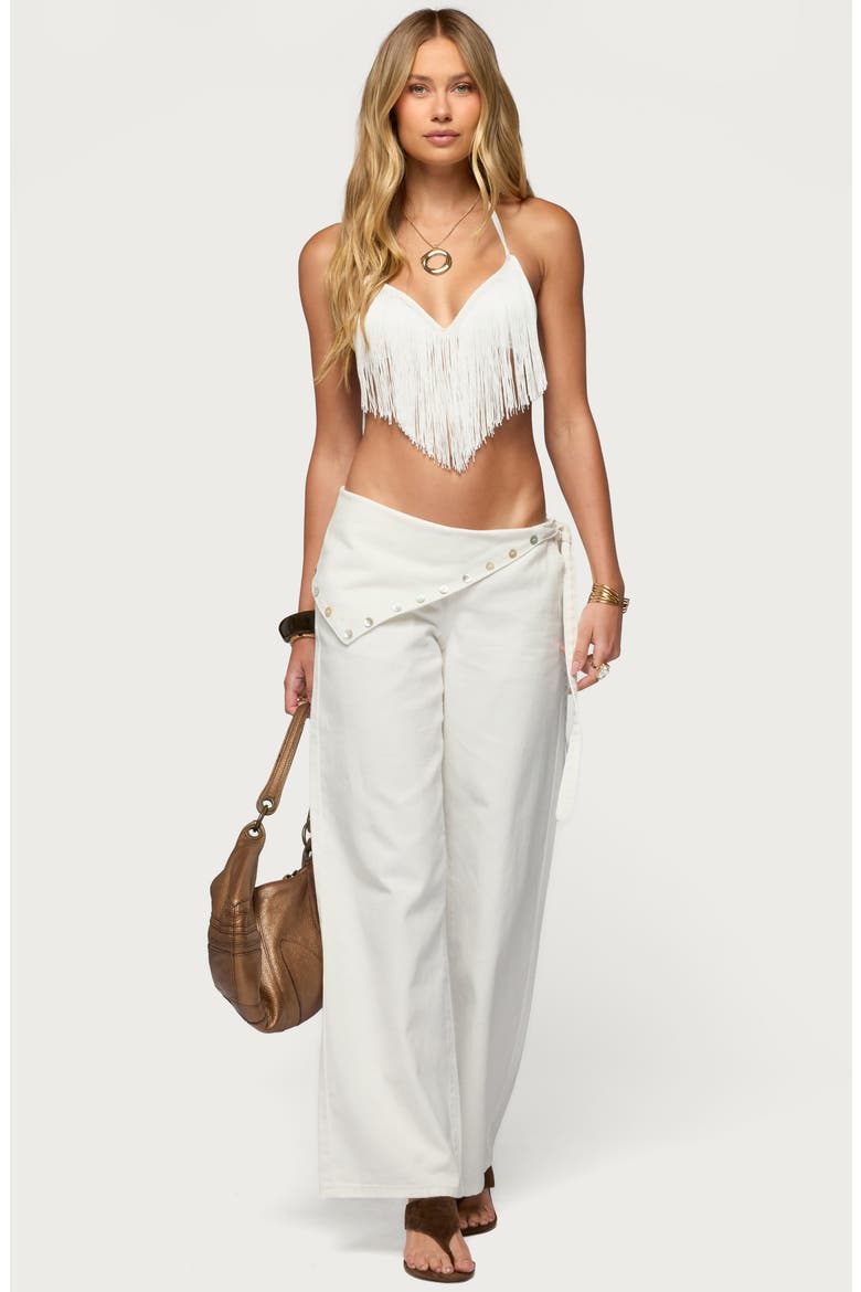 Kienna Fringe Bra Top, Alternate, color, WHITE