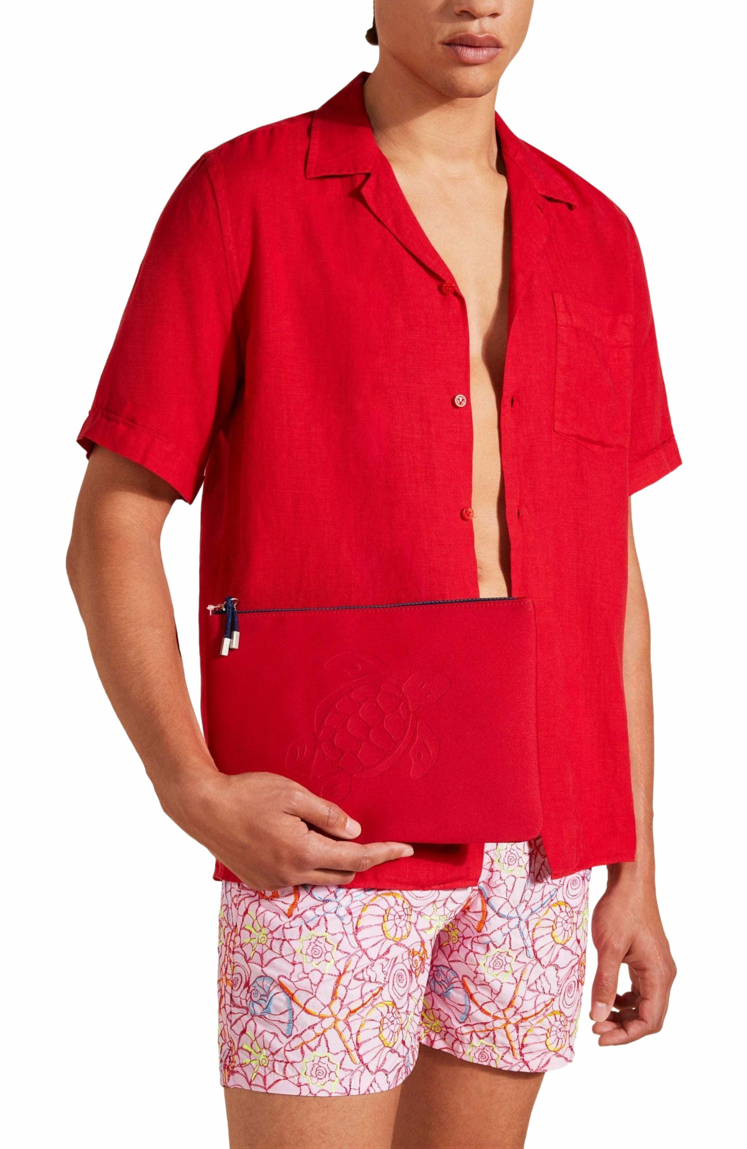 Vilebrequin Turtle Neoprene Zipped Beach Pouch, Alternate, color, Coquelicot