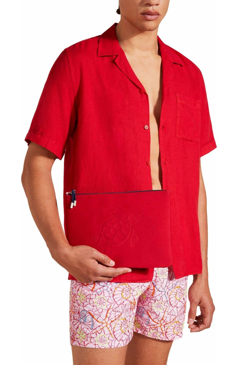 Vilebrequin Turtle Neoprene Zipped Beach Pouch, Alternate, color, Coquelicot