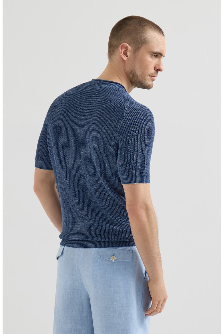 Linen and cotton T-shirt, Alternate, color, Denim