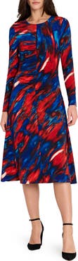 Tahari ASL Ruched Long Sleeve Dress