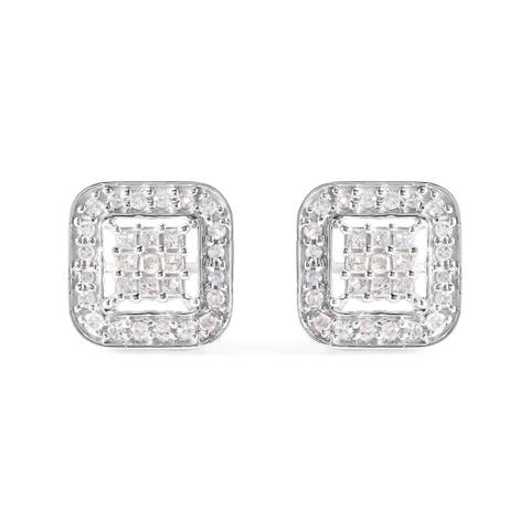 10K White Gold 5/8 Cttw Diamond Composite Stud Earrings