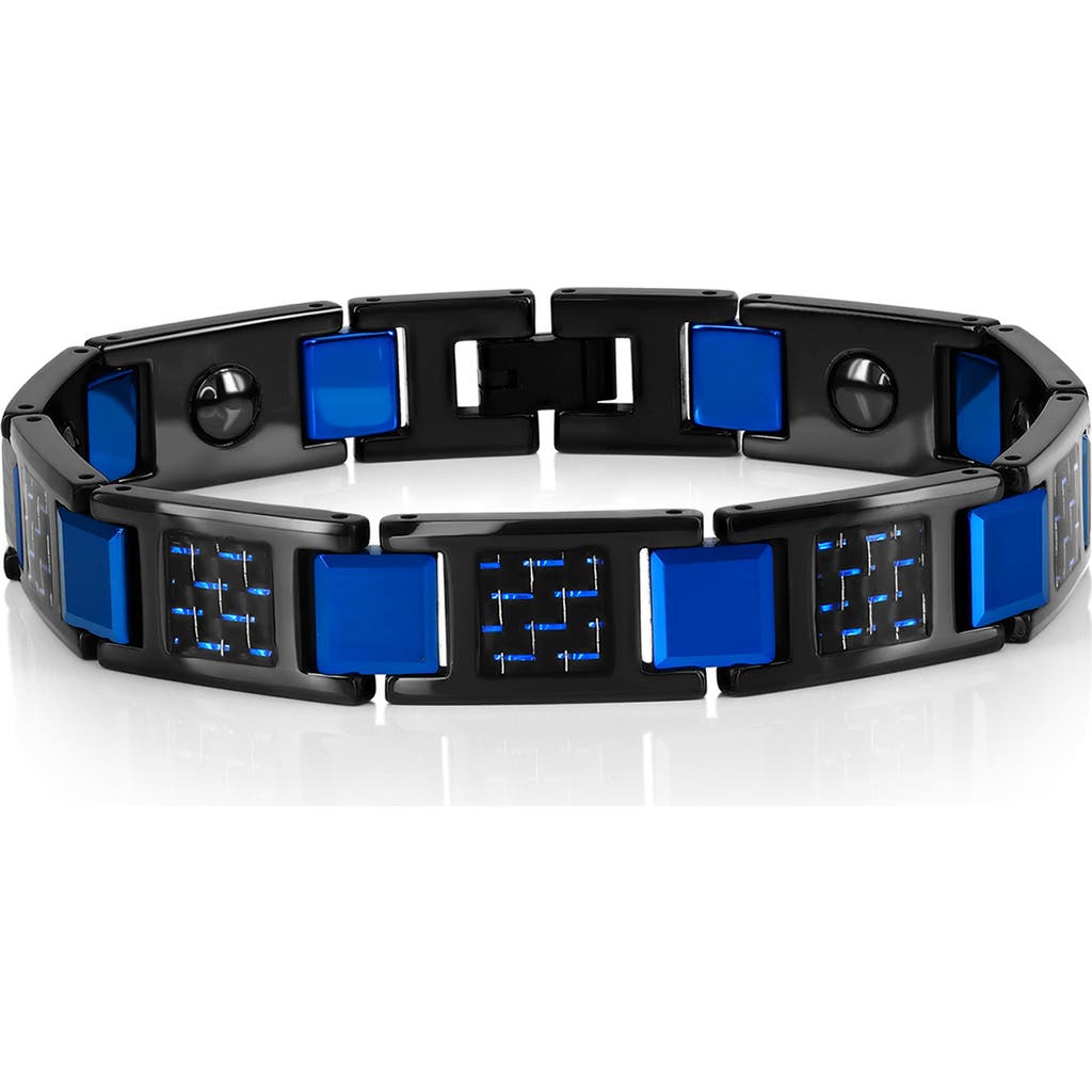 Blackjack Two-tone Tungsten & Carbon Fiber Link Bracelet