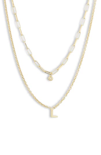 Meshmerise Diamond Initial Charm Necklace In Gold