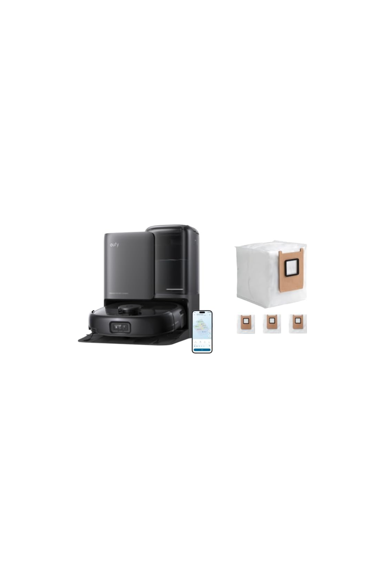 E25 Omni Robot Vacuum Self-Cleaning All-in-One Station and Official Dust Bags, Main, color, Black