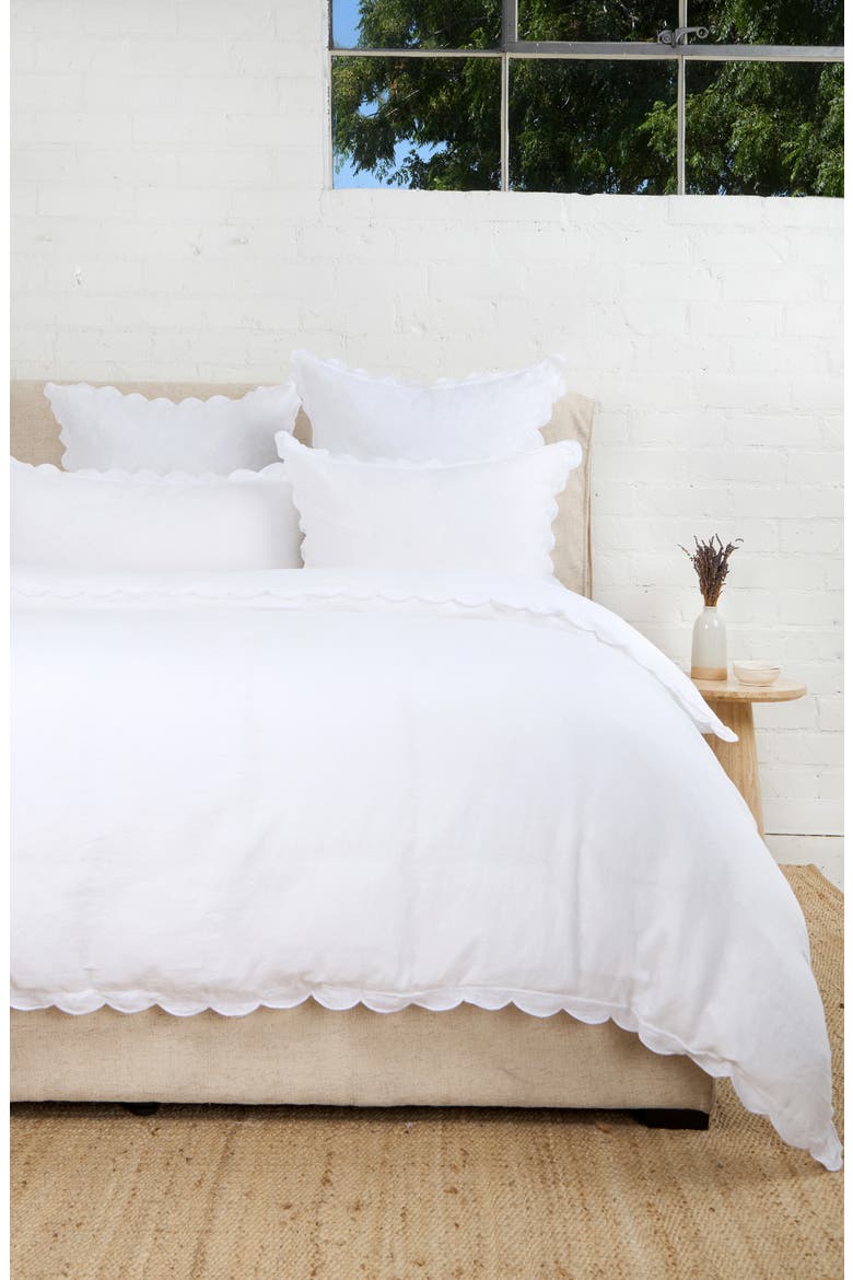 Kelly Linen Duvet Cover, Alternate, color, WHITE