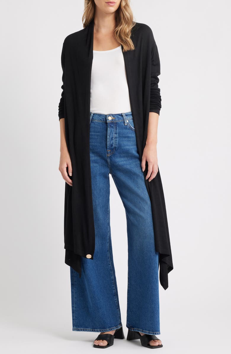 Dai Moda Cat Wrap Sweater Shawl, Main, color, Black