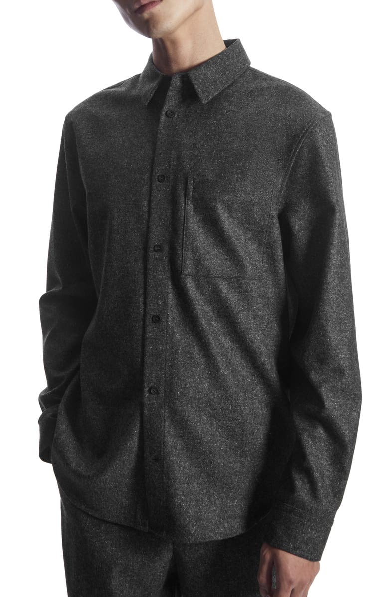 COS Textured Wool Blend Button-Up Shirt, Main, color, 
