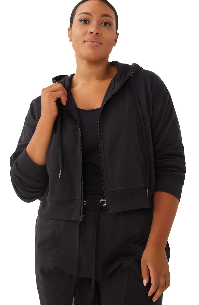 HUMAN NATION Gender Inclusive Harmony Organic Cotton Blend Crop Zip Hoodie, Alternate, color, 