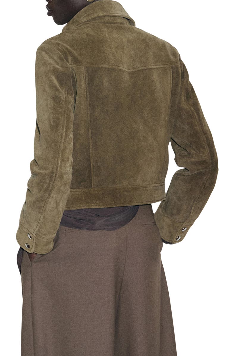 MANGO Suede Jacket, Alternate, color, Khaki Green