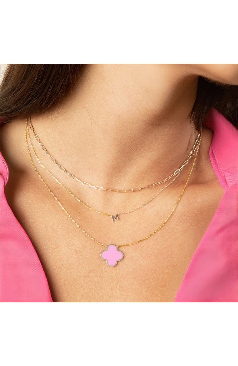 The Lovery Fine Jewelry Extra Large Bubblegum Pink Single Clover Necklace, Alternate, color, Bubblegum Pink