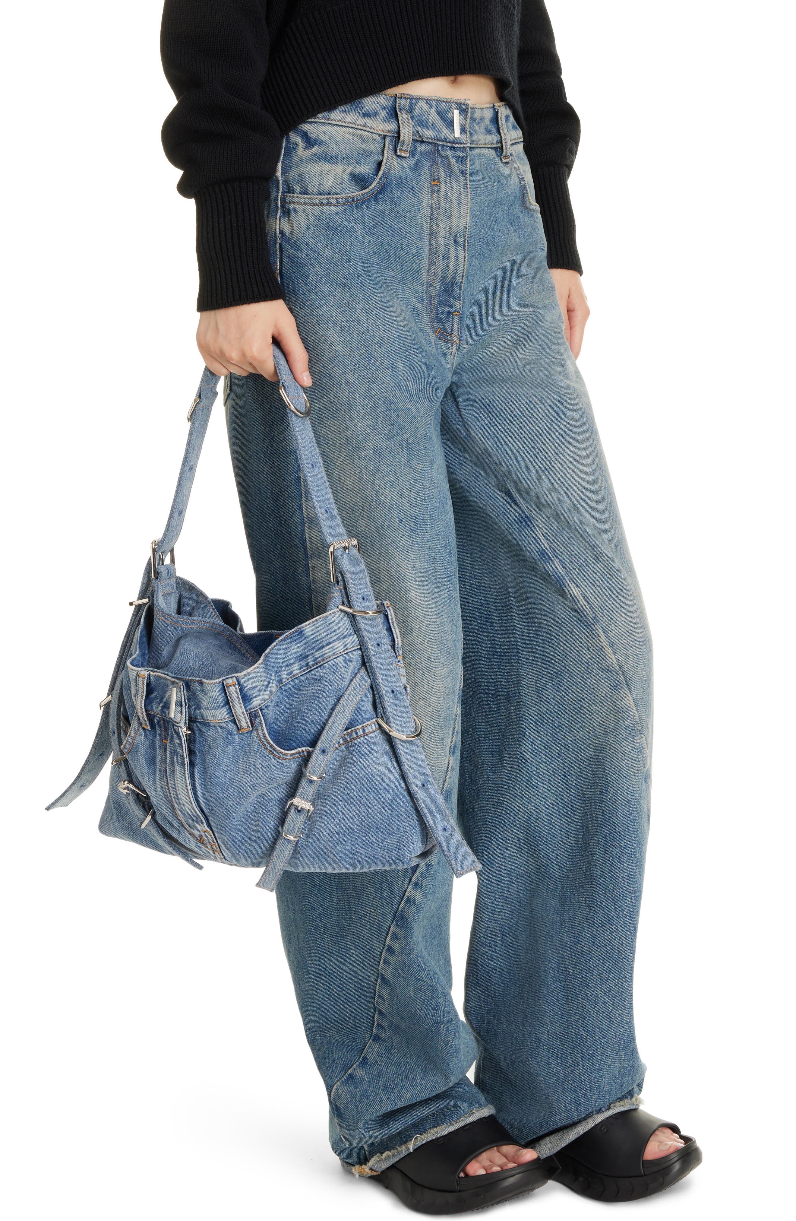Medium Voyou Boyfriend Denim Hobo Bag, Alternate, color, MEDIUM BLUE