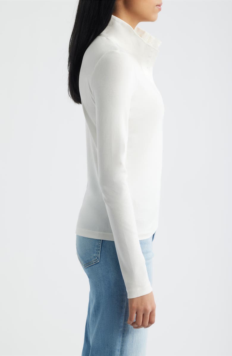 Mavi Jeans Half Button Turtleneck Cotton Top, Alternate, color, Antique White