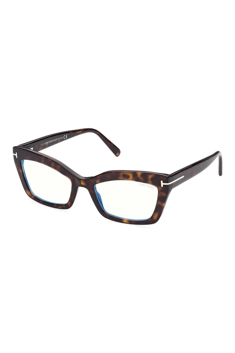 54mm Cat Eye Blue Light Blocking Glasses, Alternate, color, DARK HAVANA