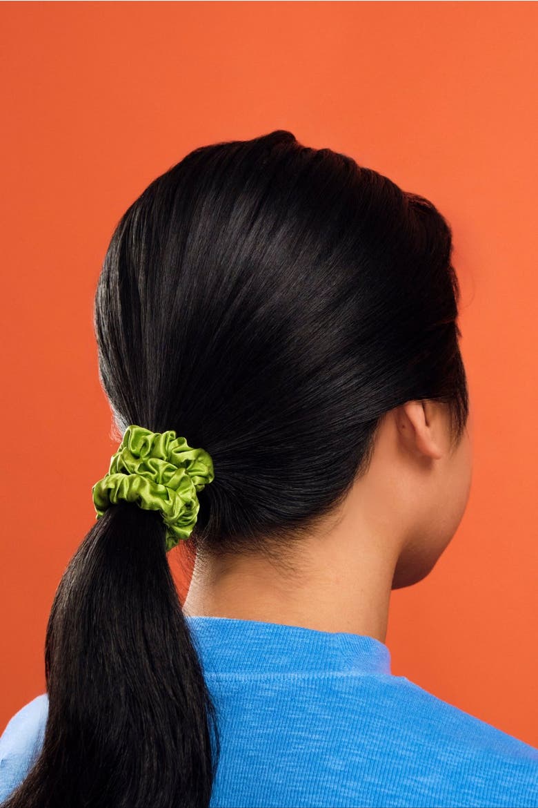 Flora Silk Scrunchie Set, Alternate, color, Sage