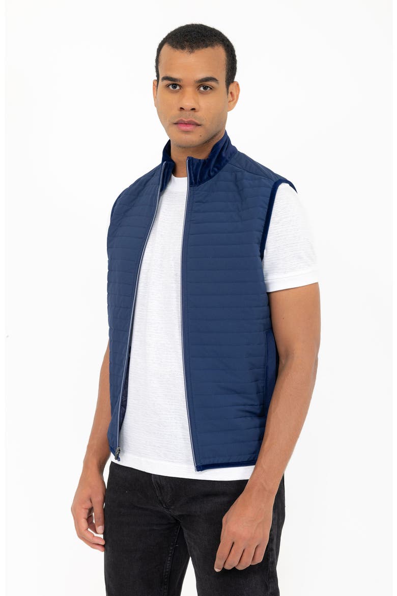 Channel Quilt Zip Vest, Alternate, color, NAVY