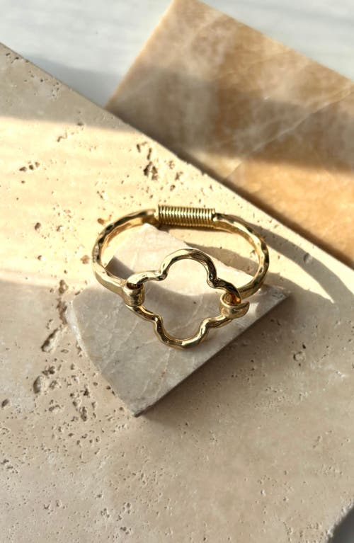 Adornia Gold Plated Hammered Clover Open Cuff Bracelet In Gold