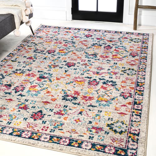 Jonathan Y Modern Persian Boho Floral Area Rug In Beige/multi