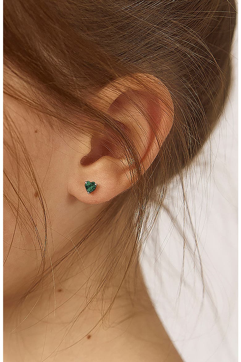 Cubic Zirconia Birthstone Heart Solitaire Earrings, Alternate, color, May