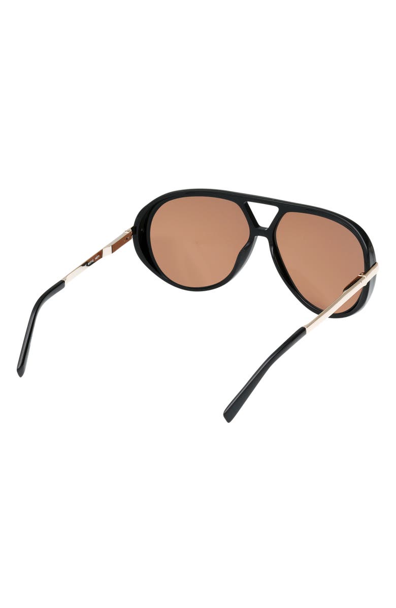 ABERCROMBIE & FITCH 60mm Pilot Sunglasses, Alternate, color, Shiny Black / Brown