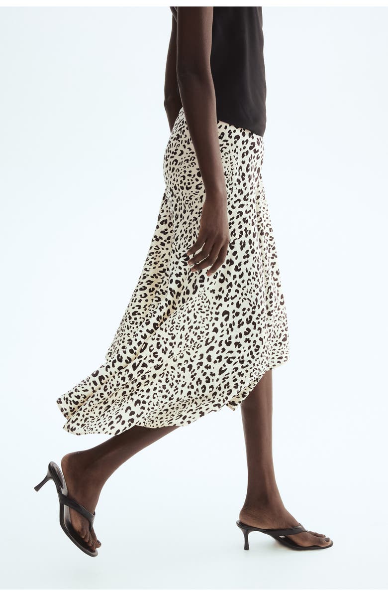 H&M Asymmetric Viscose Skirt, Alternate, color, Cream/Leopard Print