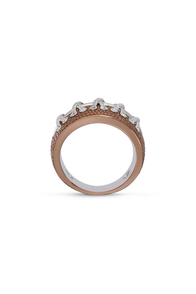 Touchdown American Football Diamond Band Men Ring, Alternate, color, Brown