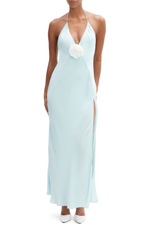 Aradia Rosette Plunge Halter Gown