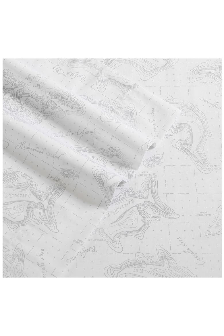 Fish Atol 200 Thread Count 100% Cotton Percale Sheet Set, Alternate, color, LIGHT GREY