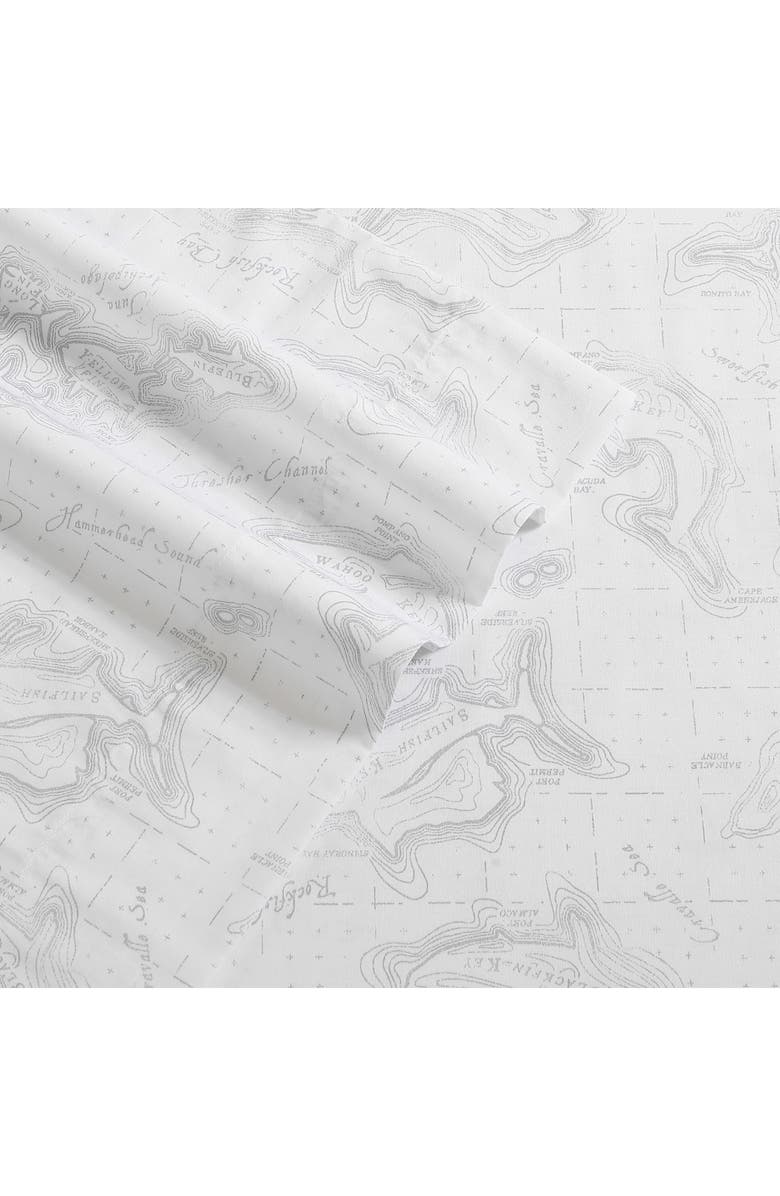 Eddie Bauer Fish Atol 200 Thread Count 100% Cotton Percale Sheet Set, Alternate, color, Light Grey