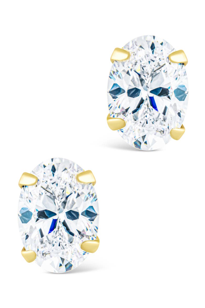 Oval-Cut Cubic Zirconia Stud Earrings, Alternate, color, GOLD