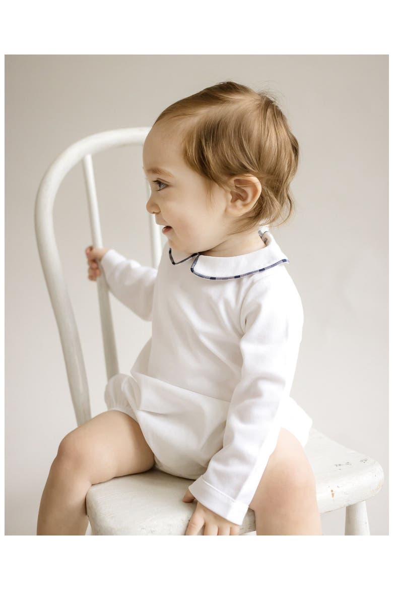 Gingham Piping Bubble Romper, Alternate, color, White