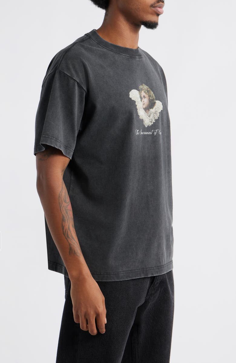 ID Supply Co Floral Cherub Graphic T-Shirt, Alternate, color, Washed Black