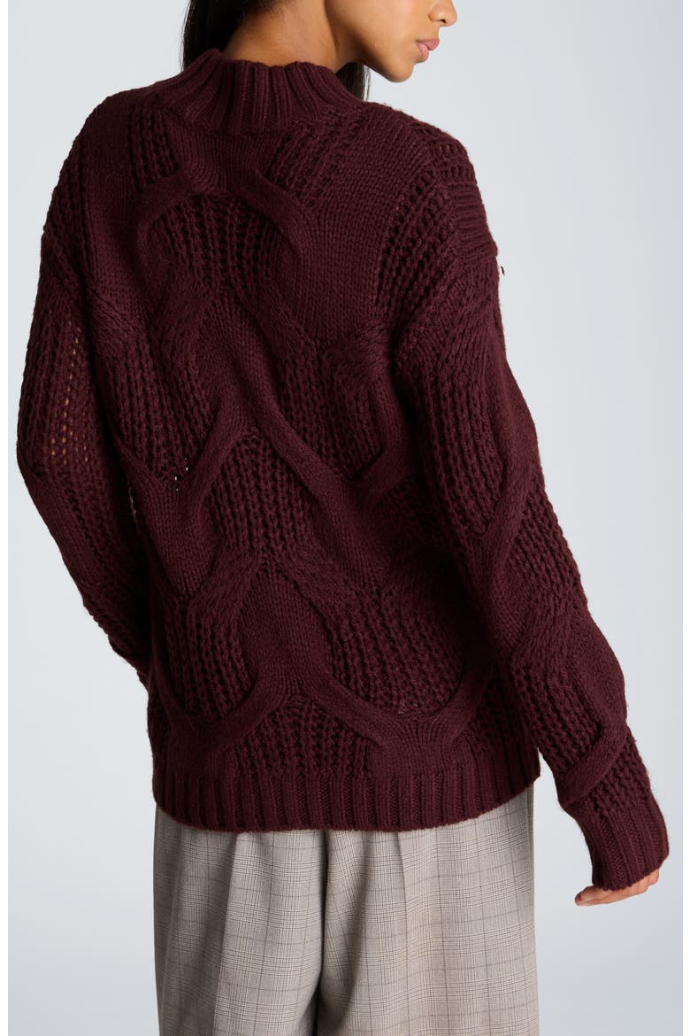 Oversized Cable Knit Mock Neck Sweater, Alternate, color, SUGAR BEET