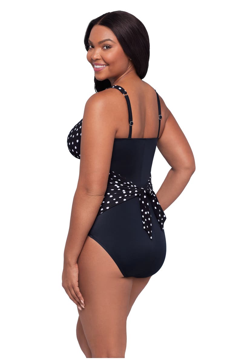 Trimshaper Amy Square Neck Back Tie One-Piece Control Swimsuit, Alternate, color, Confetti Dot