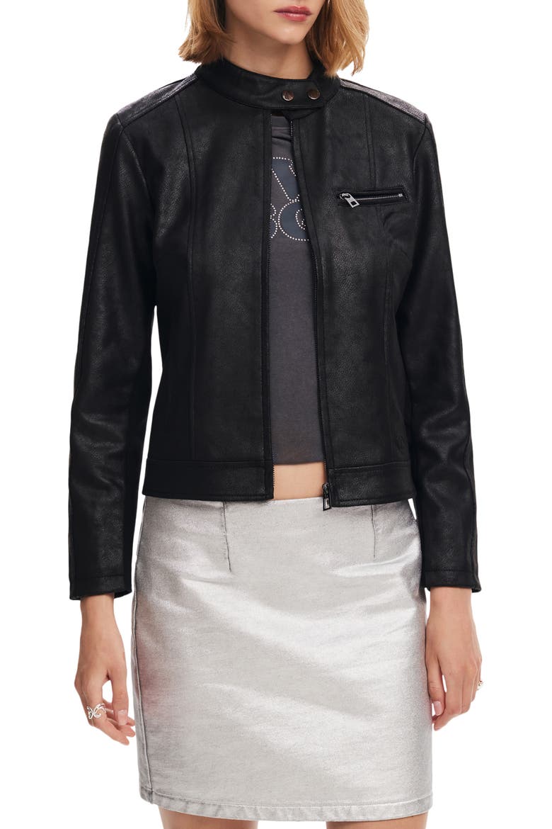 Munich Faux Leather Moto Jacket, Main, color, BLACK