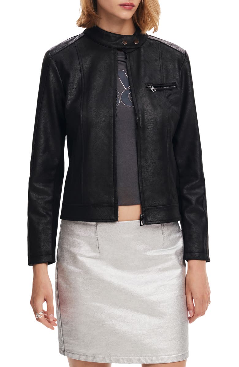 Desigual Munich Faux Leather Moto Jacket, Main, color, 