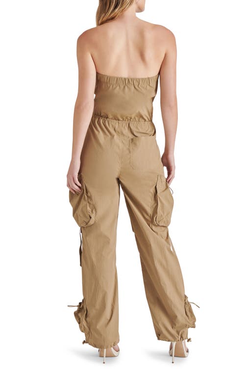Steve Madden Kylo Strapless Nylon Jumpsuit In Oak Buff