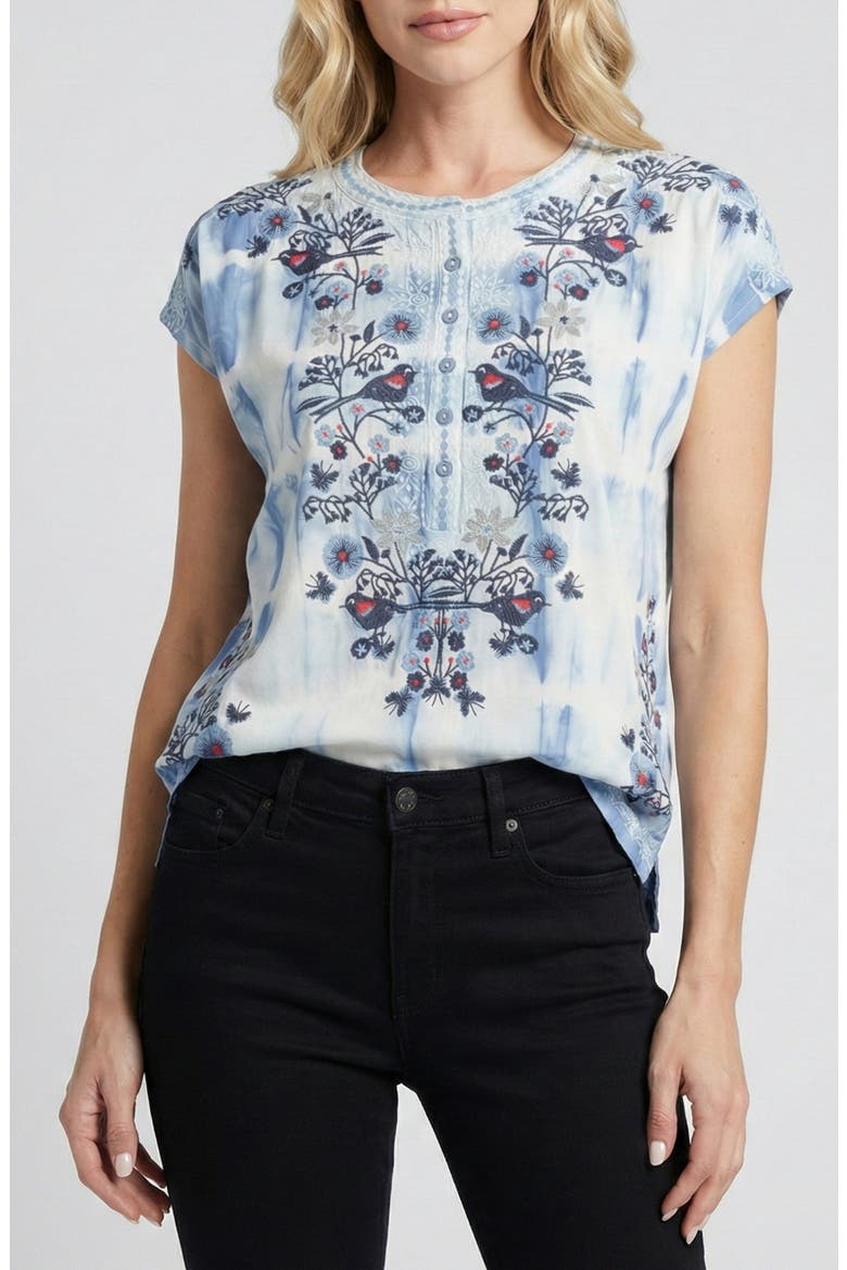 Embroidered Tie Dye Top, Main, color, INDIGO