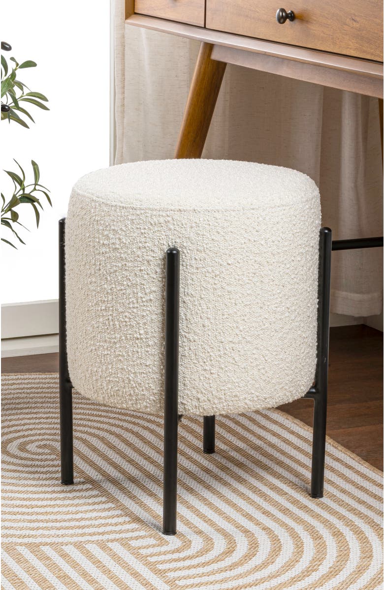 JONATHAN Y Silvia 18.5" Modern Minimalist Round Backless Metal/Cushioned Vanity Stool, Alternate, color, 