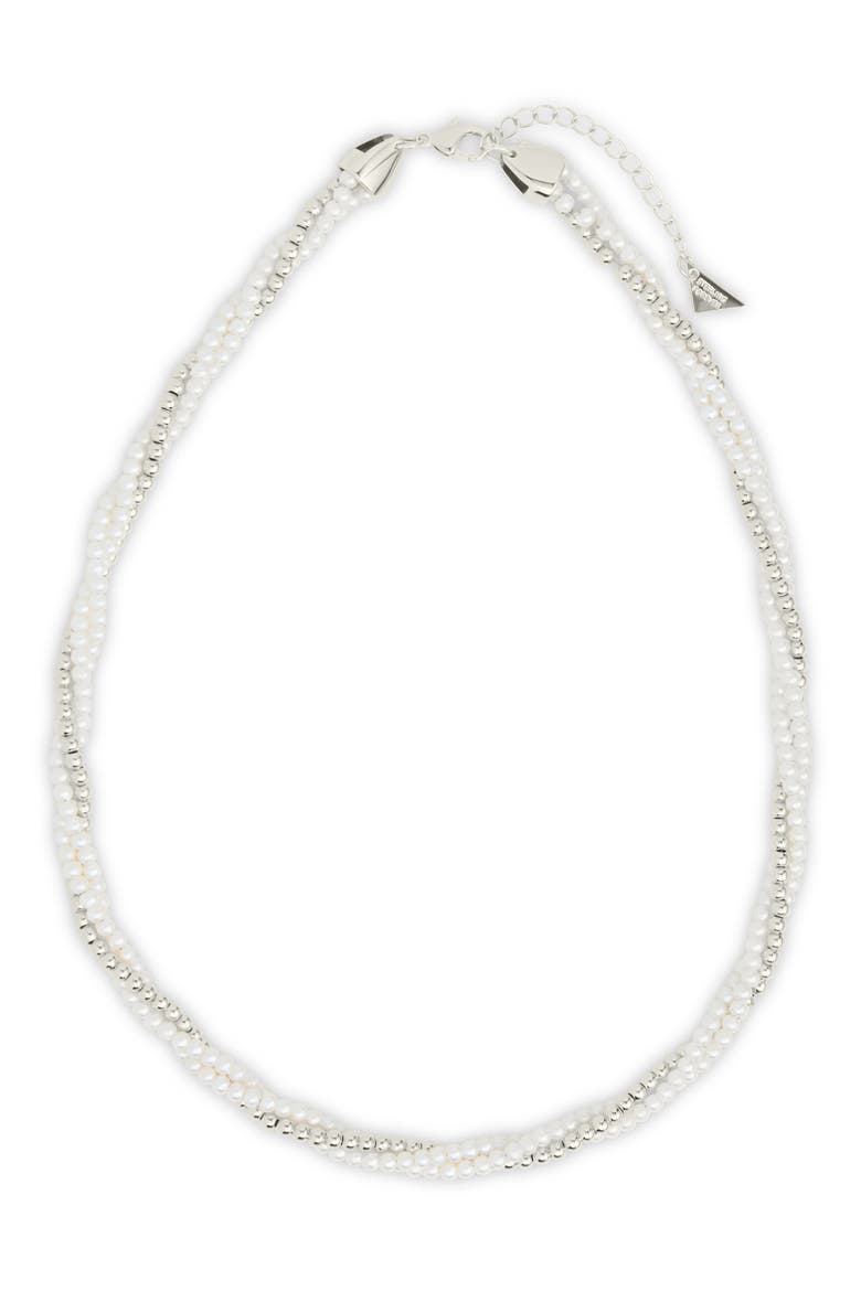 Patti Faux Pearl Twisted Necklace, Alternate, color, SILVER