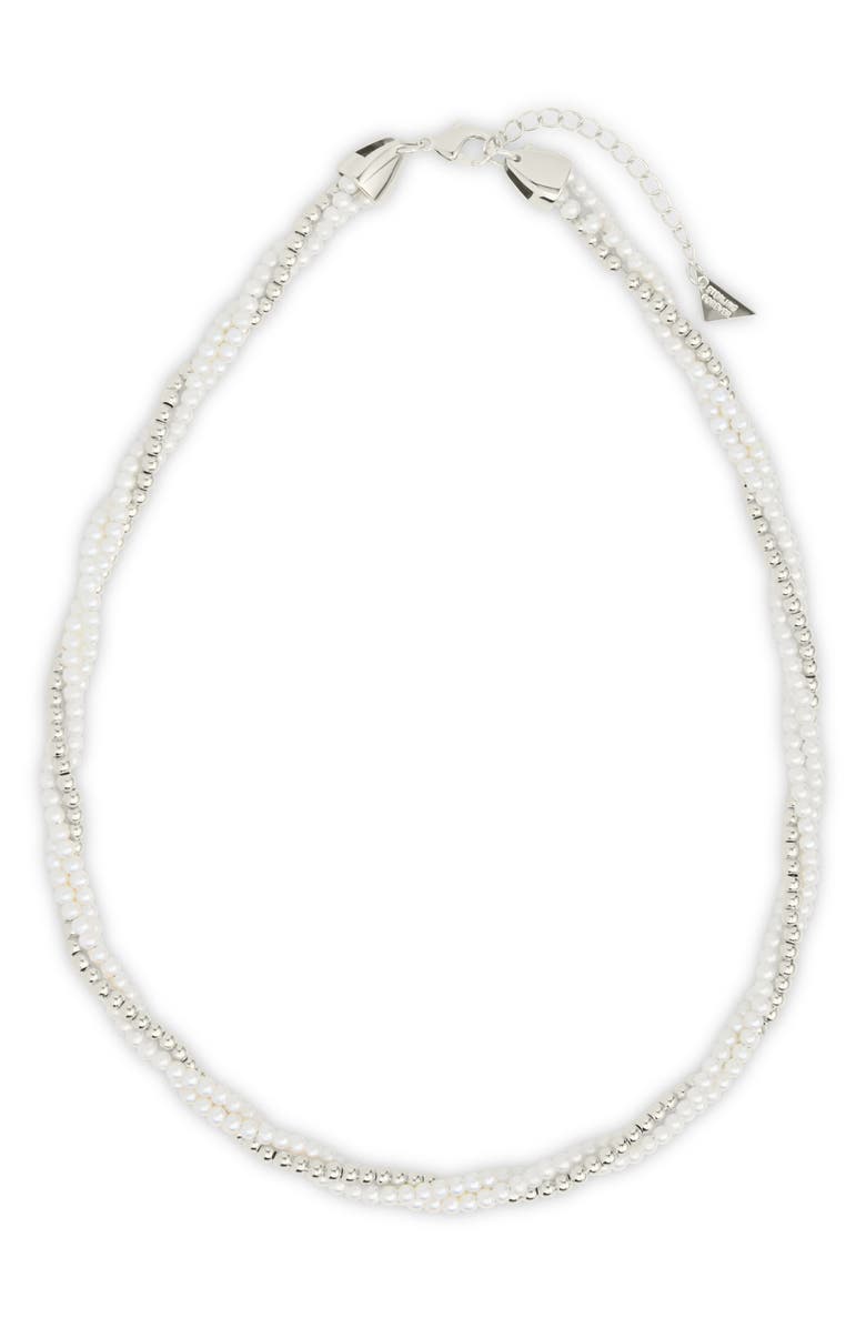 Sterling Forever Patti Faux Pearl Twisted Necklace, Alternate, color, Silver