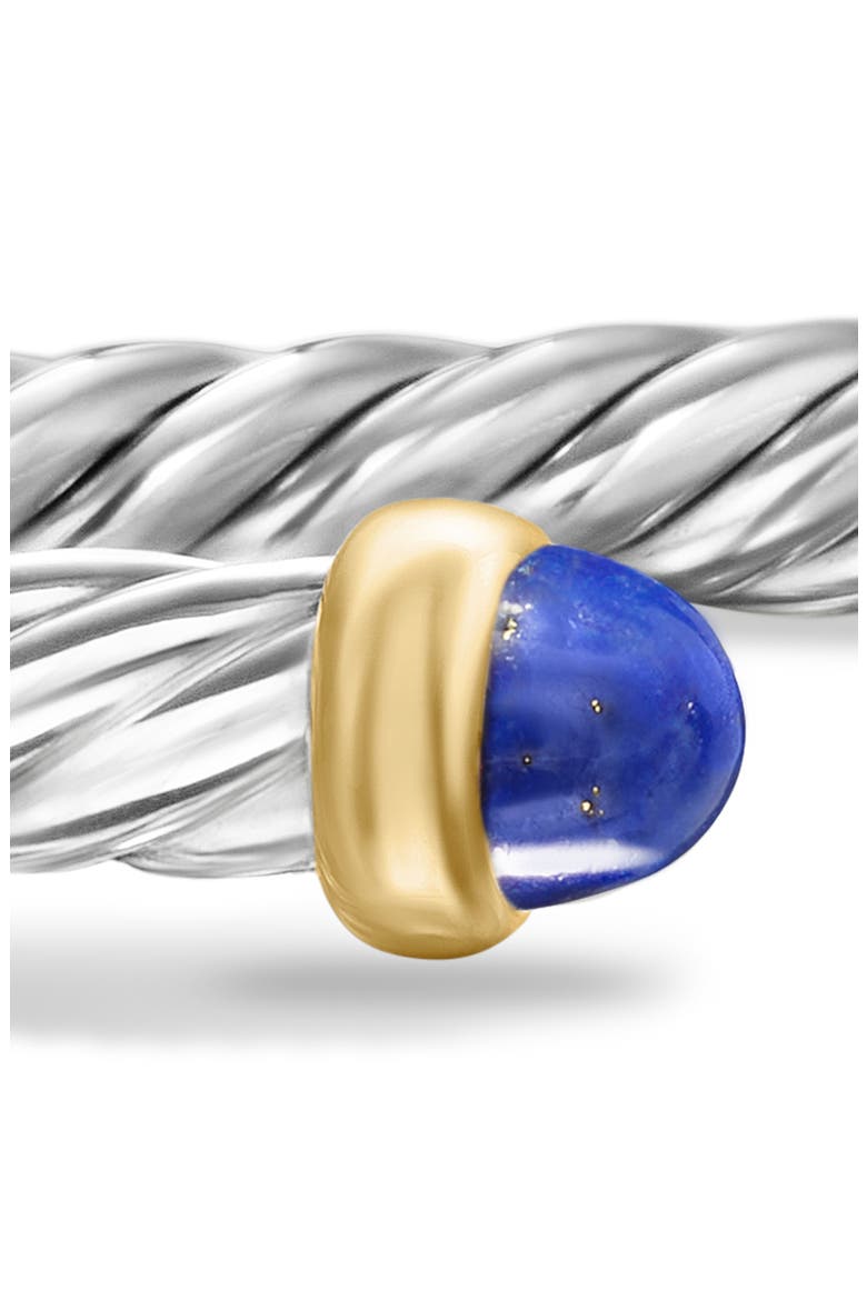Cable Flex Bracelet in Sterling Silver with 14K Yellow Gold, 4mm, Alternate, color, STERLING SILVER/ GOLD/ LAPIS